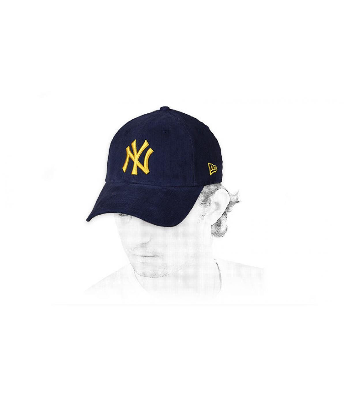 Cappellino NY in velluto giallo Cord Pack 940 NY navy yellow